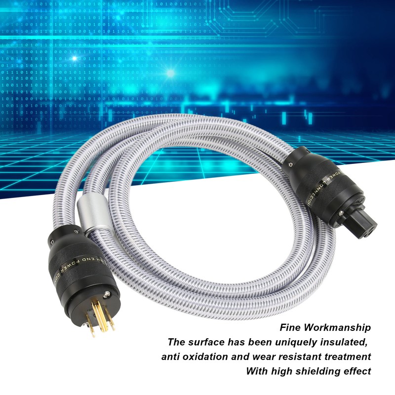 HiFi Power Cable Pure Copper Gold Plated Double Shielding Audiophile