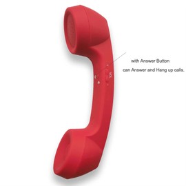 ENJOY-UNIQUE Wireless Retro Telephone Handset and Wire Radiation-Proof Handset Receivers Headphones for a Mobile Phone with Comfortable Call (Red)