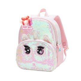 Zenbling Sparkling Unicorn Backpack, Cute Sparkly Backpack, eyes can move, Adjustable Beling bag(Big backpack, Pink)