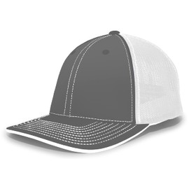 Pacific Headwear Trucker Pacflex Cap, Graphite/White/Graphite, Large