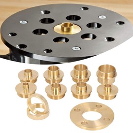 Ladieshow Router Guide Bush Set 11pcs/Set Router Bushing Set, Brass Template Router Guides Kit with Lock Nut Adapter Router Accessory