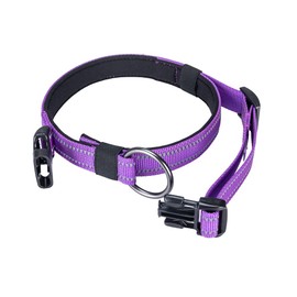 EXCELLENT ELITE SPANKER Reflective Dog Collar Classic Soft Padded Breathable Nylon Adjustable Pet Collar with Quick Release Buckle for Boy Girl Male Female Puppies Small Medium Large Dogs(Purple-L)