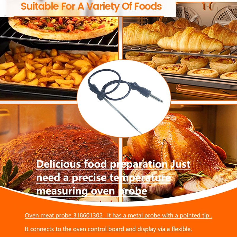 Wolf Oven Temperature Probe 318601302 26in Food-Grade Silicore Wire &