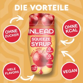 INLEAD - Squeeze Syrup | Calorie Free Taste Kick for Water with Intense Fruit Variety | No Sugar & No Calories | for up to 8 Litres - 65 ml (Sweet Apple)