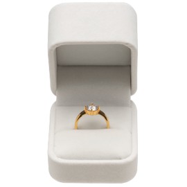 POKOFO Classic Velvet Engagement Ring Box Earring Jewelry Case Gift Box (White)