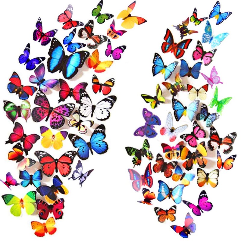 Heansun 80 PCS Butterfly Wall Decor Waterproof Removable Reusable Wings