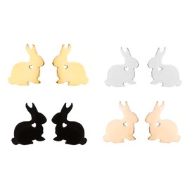 Dreuyet 4 Pairs Rabbit Bunny Studs Earrings for Women Tiny Stainless Steel Rabbit Animal Stud Earrings Cute Easter Jewelry Gifts (Heart Rabbit)