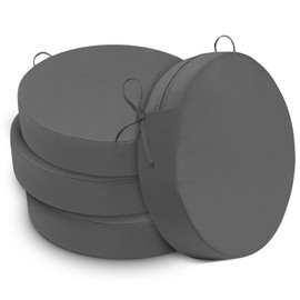 Cozyide Waterproof Outdoor Bistro Chair Cushions with Non-Slip Ties, Thickened Round Outdoor Cushions with Removable Covers, 4 Pack, 15"x15"x3", Dark Grey