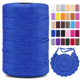 Polyester Macrame Cord 3mm X 219yards，Polyester Yarn Crochet，Corde Macramé，Polypropylene Macrame Cord， for Crocheting, Bag, Wall Hangings, Rug, DIY Crafts Cord (Sapphire, 1 Pcs)