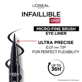 L'Oréal Paris Infaillible 36H Grip Micro-Fine Liner Obsidian, Eyeliner for Ultra-Fine Liner Looks, 0.4 ml