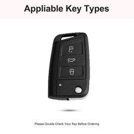 SHANGHONG Compatible with VW Volkswagen Key Fob Cover with Keychain Genuine Leather Crystal Key Case Protector for VW Golf GTI Tiguan Atlas Polo Jetta (Red)