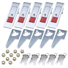 Semetall Electric Cabinet Door Cam Lock 5 Pack Red Push Button with Key Fit for 0.16-inch 4mm Thick Panel(MS603)