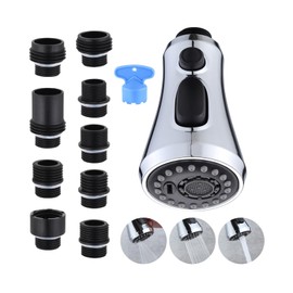 Kitchen Sink Pull-Down Faucet, Head Replacement Part 3 Functions Pull-Out Sprinkler, Bathroom Faucet Head Replacement Part Pull-Down Sprinkler Head Kitchen Faucet Head