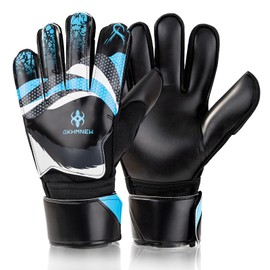 Professional Soccer Goalkeeper Goalie Gloves - Super Superior Grip, Finger Protection, High Performance - Durable & Comfortable Training/Match Gloves for Adults, Youth, Kids (Size 4-10) (Blue, 8)