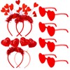 Valentine's Day Heart Headband and Heart-Shaped Glasses Set,with Red Hearts