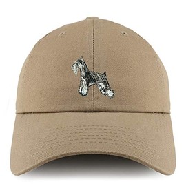 Trendy Apparel Shop Miniature Schnauzer Dog Embroidered Low Profile Soft Cotton Dad Hat Cap - Khaki