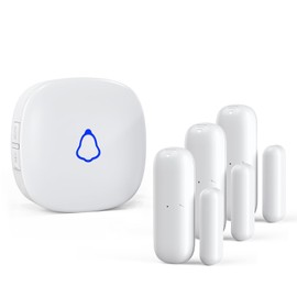 Door Chime, Wireless Door Open Contact Sensor Alarm with 500 FT Range, 58 Chimes and 5 Volume Levels for Business/Store/Home/Office When Entering, 3 Transmitter + 1 Plug-in Receiver (White)