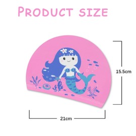 MUNSKT 2 Paar rosafarbene Badekappen für Mädchen, Meerjungfrau- und Einhorn-Motiv, wasserdichte Schwimmkappe aus Stoff, für 2-8 Jahre, weich, elastisch und stylisch für Schwimmbad, Strand