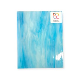 Curated by BiNARi Glass Studio – 8 x 12 in Sky Blue & White Opal Wissmach Stained Glass Sheet | Trusted Handcrafted American Glass for Mosaic, Tiffany-Style & Inspired DIY Creations