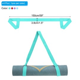 PATIKIL Yoga Mat Strap, 4 Pack Adjustable Yoga Mat Carrier Straps Sling Cotton Anti Slip Mat Holder Stretching Band for Exercise, Lake Green/Red/Light Purple/Sky Blue
