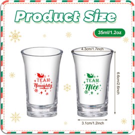 Set of 12 Christmas Shot Glasses 1.2 oz Holiday Cocktail Glasses Acrylic Christmas Shot Cups Green Red Team Naughty Team Nice Cups Novelty Acrylic Stemless Wineglass Party Shot Cups for Drinking Gift