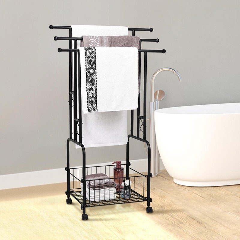 42" Tall Bathroom Towel Rack, Standing Towel Racks, 3 Tier