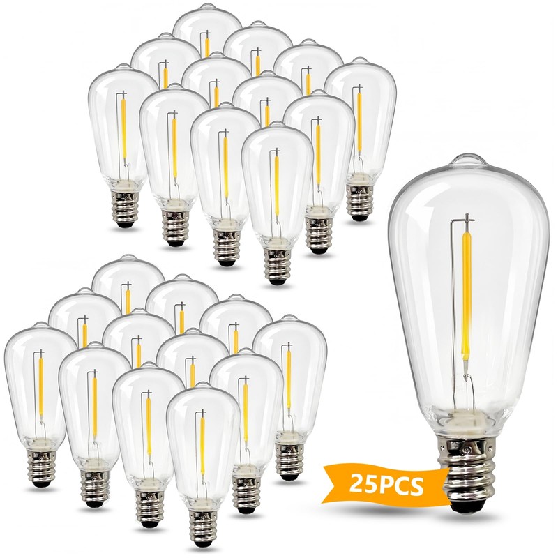 Abeja 25 Pack ST38 LED Replacement Bulbs, E12 0.6W Shatterproof