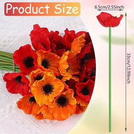 30 Pcs Poppy Flowers Artificial Red Flower Stems Fake Flowers 13" Mixed Colors Poppies Flowers for Memorial Day Veterans Day Remembrance Sunday Bouquet Home Kitchen Wedding Party Office Decoration