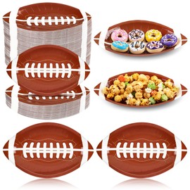 Hushee 100 Pcs Football Paper Plates Football Party Supplies Disposable Football Serving Tray Football Serving Dishes for Sports Game Theme Birthday Event Dinner Snack Favors Decoration, 9 Inch
