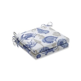 Pillow Perfect 614991 Outdoor/Indoor Sealife Marine Square Corner Seat Cushions, 20" x 20", Blue, 2 Pack