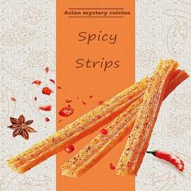 Spicy Strips - Spicy Gluten Latiao, Chinese Special Casual Snack Food, Made From Wheat/Chili/Spice, Low Sugar and Low Calories, Best Vegan, 102g (Pack of 3)