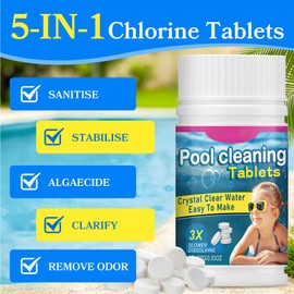 100PCS Multifunctional Chlorine Tablets for Swimming Pools, Hot Tubs & Spas - Cleaning Tablets for Inflatable Spas & Pool Maintenance