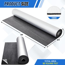 Datanly 394mil 47 x 96 Inch Car Sound Deadening Mat 10mm Automotive Heat Insulation Mat Self Adhesive Sound Deadener for Hood Door Ceiling Trunk Aluminum Foil 31.36sqft Noise Dampening Barrier