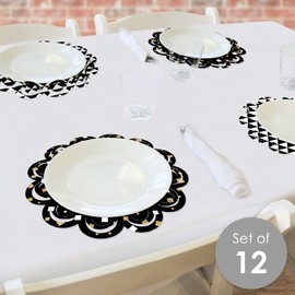 Big Dot of Happiness New Year’s Eve - Gold - New Years Eve Party Round Table Decorations - Paper Chargers - Place Setting for 12