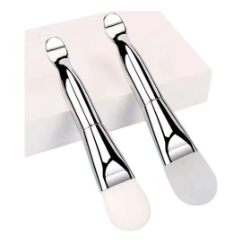 2 Pzs Brochas Con Cucharita Para Facial Spa Crema Blanco