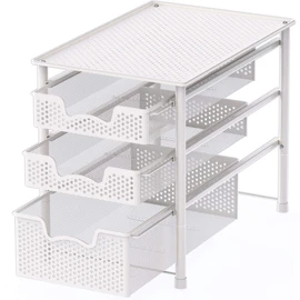Simple Houseware 3 Tier White Alloy Steel Sliding Basket Organizer Drawer Cabinet