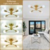 ASHUAQI Gold Ceiling Light, 4 Lights Sputnik Ceiling Light, Modern