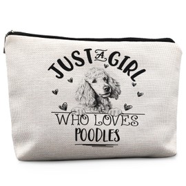 Absnfatu Poodle Dog Makeup Bag, Poodle Gifts for Women, Poodle Mom Gifts, Gifts for Poodle Dog Lovers, Just a Girl Who Loves Poodles Cosmetic Bag Toiletry Bag