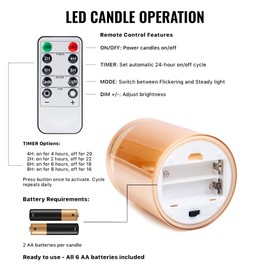 WYZworks LED Mirrored Glass Round Hurricane Pillar Flameless Candles, Real Wax Realistic Wick Dancing Flickering Flame, Battery Operated (Included), Remote & Timer (Set of 3, Gold Tinted Metallic)