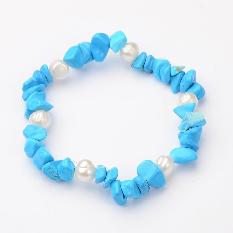Hemasa Blue Colour Turquoise Chip Beads Stretchable Bracelet