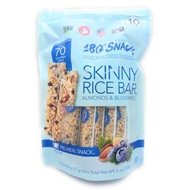 180 Snacks, Skinny Rice Bar, Almonds & Blueberries, 10 Bars