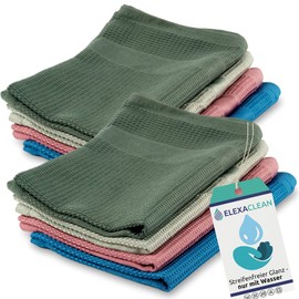 ELEXACLEAN Microfibre Cleaning Cloths – Set of 8, 55 x 40 cm – Microfibre Cloths Cleaning Cloth All-purpose Streak-free with Water Only