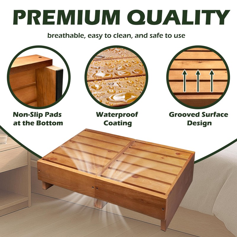 koretech Wooden Step Stool 6” Height, Bed Steps for High