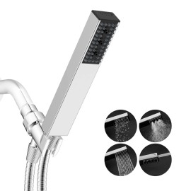 Hibbent Solid Brass High Pressure Hand Held Shower Wand Square Head Angle Adjustable