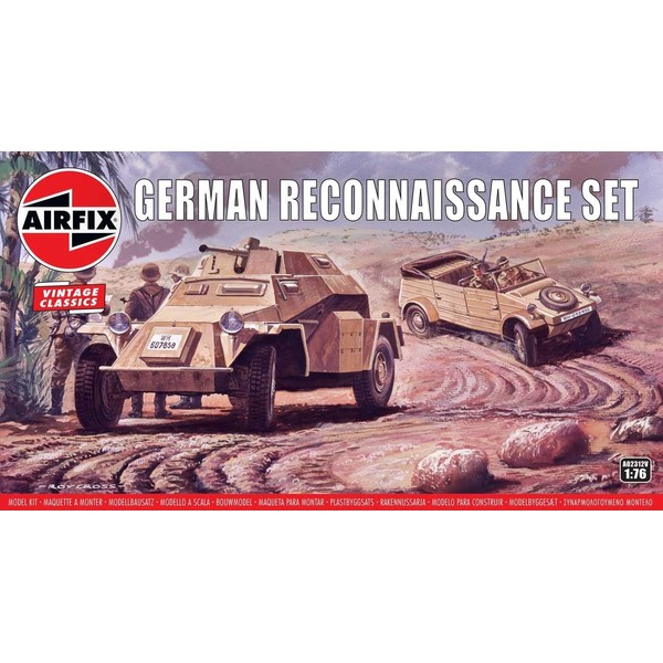 Airfix Vintage Classics German Reconnaissance Set 1:76 WWII Military Ground Vehicle Plastic Model Kit A02312V