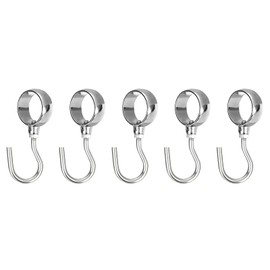 sourcing map 5Pcs Pipe Rod Hooks, Stainless Steel 25mm/0.98" Inner Dia Adjustable Direction Rod Closet Rod Hooks Coat Hook for Wardrobe Hanging Pots, Silver