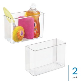 iDesign Adhesive Organizer Bin - Damage-Free Hanging for Kitchen, Bathroom, or Office - Set of 2 - Clear