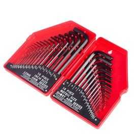 Hex Wrench Set, Hex Wrench Set, L-Type Wrench, 30-piece Set, Precision Wrench Set, Red (0.028-3/8 in, 0.7-10 mm) 30 pcs
