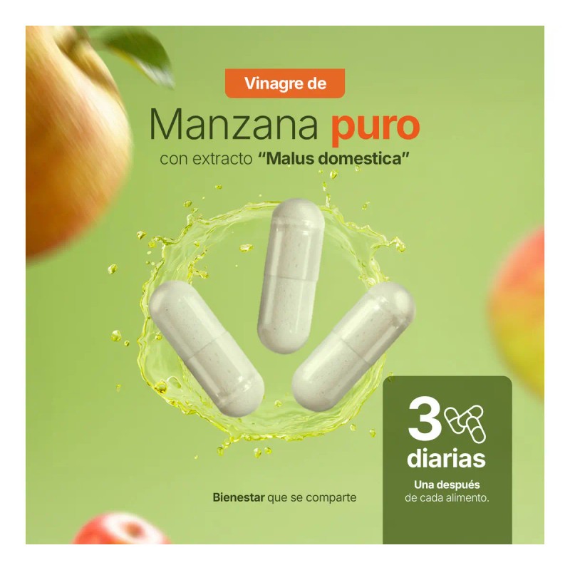Vinagre Manzana 180 Cápsulas Ligereza Apoyo Digestivo Energía Natural Hombre