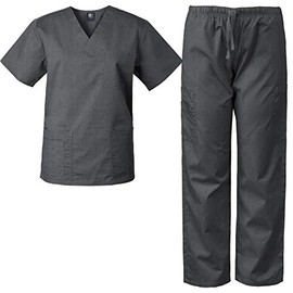 Medgear womens Set Medical Scrubs, Charcoal, X-Large US